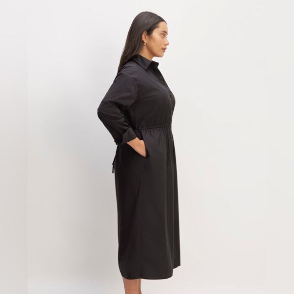 Everlane The Supima Cotton Shirt Dress in black Size XS NWOT - Picture 2 of 14